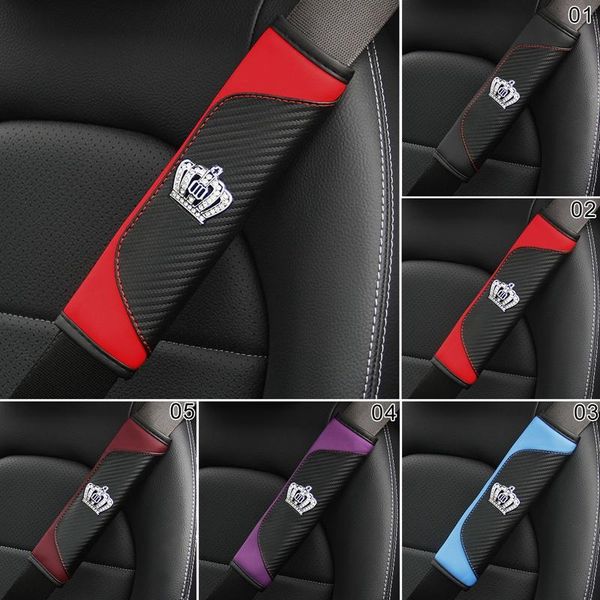 

safety belts & accessories car seat belt pad leather crystal crown rhinestone cover seatbelt shouder strap auto styling interior decor