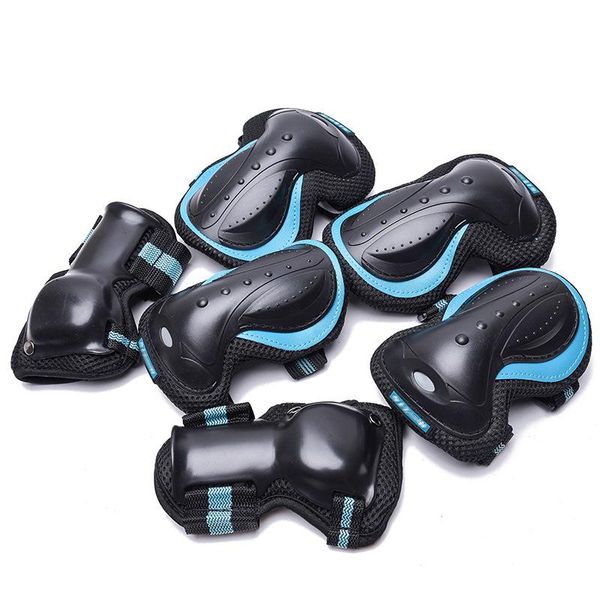 

elbow & knee pads 6pcs/set children roller skating wrist protect riding protection adjustable outdoor sports safety guard, Black;gray