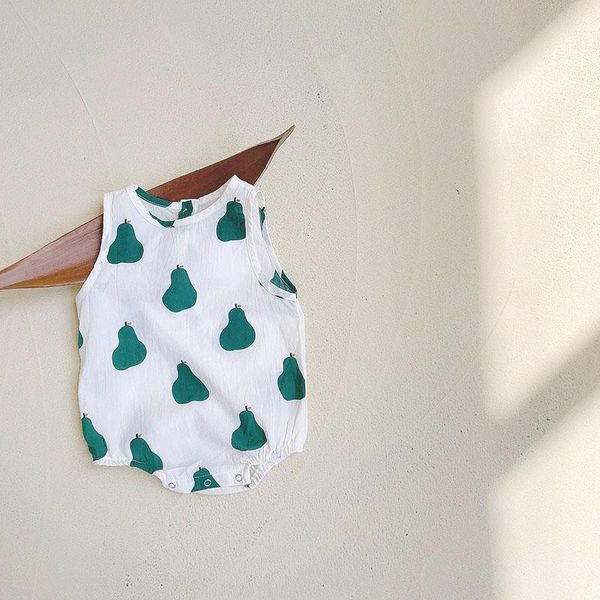 

summer baby bodysuits toddler girls one piece pear print boys clothing jumpsuits rompers, Blue