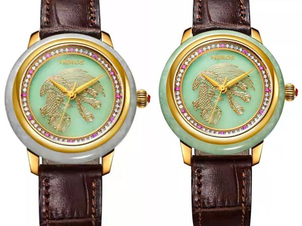 2021 nuovo orologio Hetian giada color diaspro femminile in pelle impermeabile di nicchia luminosa