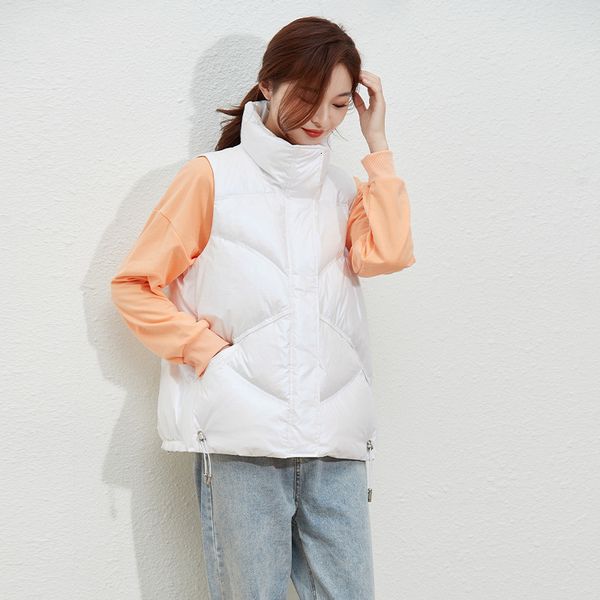 

vests white duck 2021 winter down et, thin women's vt, short waistcoat, Black;white