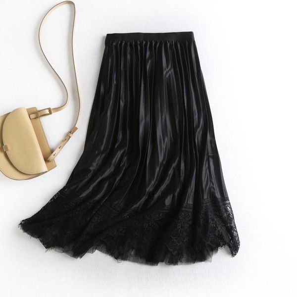 

skirts 2021 spring amazon casual women's patchwork pleated skirt, Black