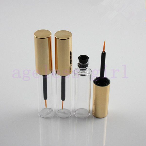 

storage bottles & jars wholesale 20/50/100pcs 7ml gold cap eyeline tubes eyeliner brush with plugs makeup refillable tools