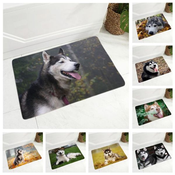 

cushion/decorative pillow soft flannel carpet floor mat for hallway bedroom decor door non-slip dining room siberian husky dog doormat pet a