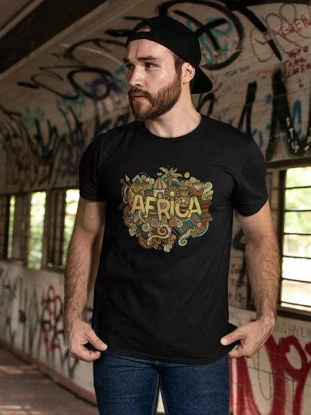 

africa hand lettering graphic tee men's -image by shutterstock, White;black