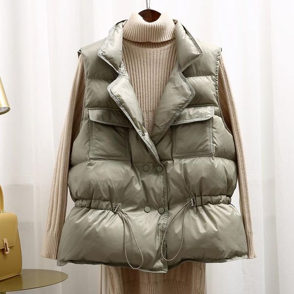 

women's vests autumn stylish quilted vest women winter 2021 sleeveless clothes warm thick cotton padded ladies heating waistcoat outwea, Black;white