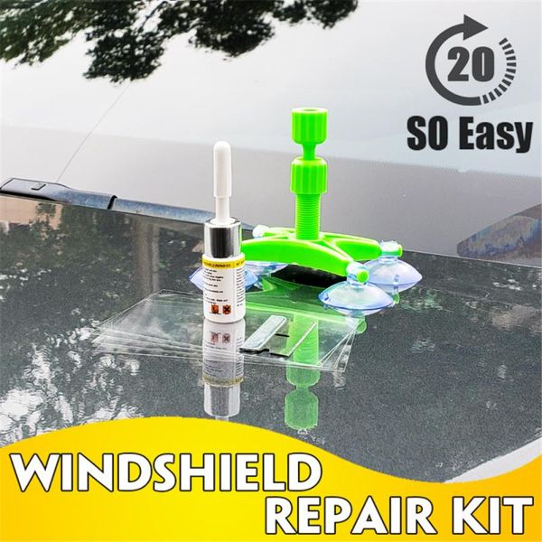 

car maintenance window glass repair resin curing glue windshield scratch crack restore diy kit cleaning tools