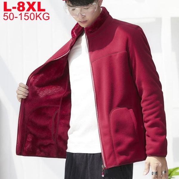 

men's jackets big size 8xl 7xl 6xl thicken fleece lining jacket men winter windproof softshell warm double side wear coats male, Black;brown