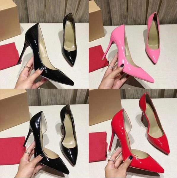 

sandals spring and autumn luxury brand women's heels red shoes 8cm 10cm 12cm classic high heel women pumps, Black