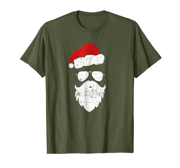 

hipster santa beard aviator sunglasses and hat t-shirt, White;black