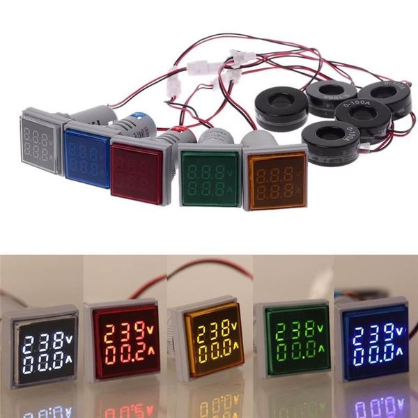 

60-500v 0-100a d18 square led digital dual display voltmeter ammeter voltage gauge current meter modules accessory