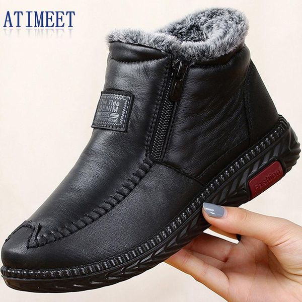 

boots women winter waterproof outside snow fashion female solid color shoes, Black