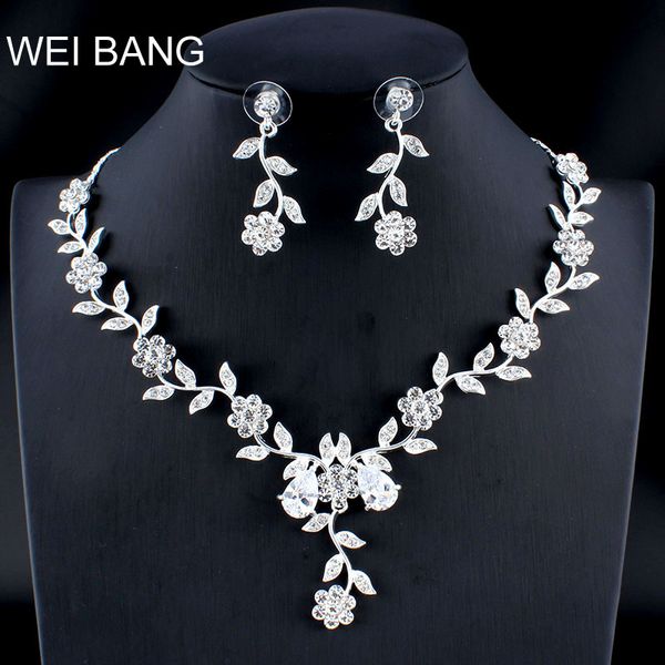 

jewelry sets weibang married silver color set girlfriend necklace long earrings for women african wedding accessories dropshipping, Black