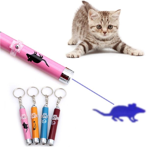 Lustiges Haustier-Katzenspielzeug, LED-Laserpointer, Lichtstift mit heller Animation, Maus-Schatten, interaktiver Halter für Katzen, Trainingsgerät