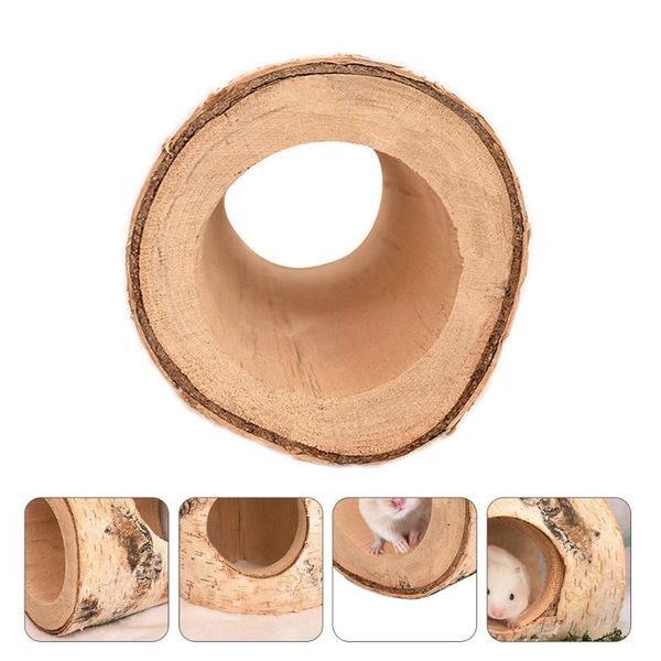 

wood animal tunnel hamster tree hole pipe chew (height 11cm) small supplies