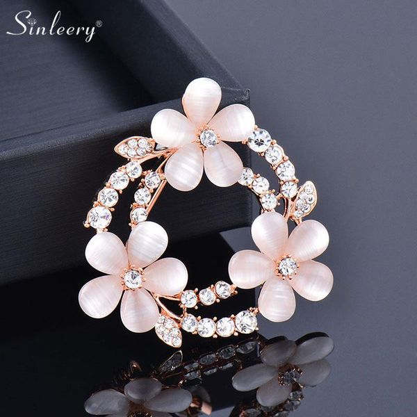 

pins, brooches sinleery design pink opal butterfly fairy flower pin rose gold color tiny cubic zirconia brooch for women bijoux femme xz018, Gray