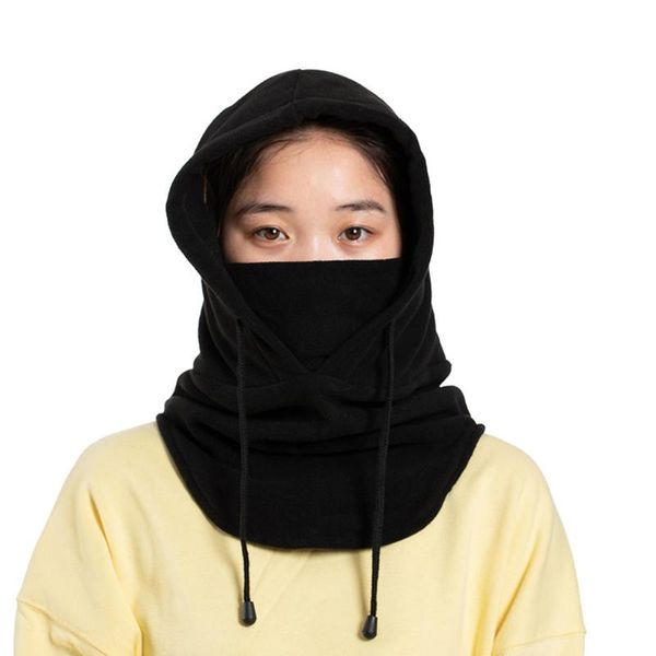 

polar fleece hood hat balaclava sports motorcycle cap windproof winter cycling caps & masks, Black