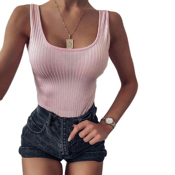 

women's tanks & camis solid color women bandage vest t-shirt round neck female sleeveless bodycon sports, White