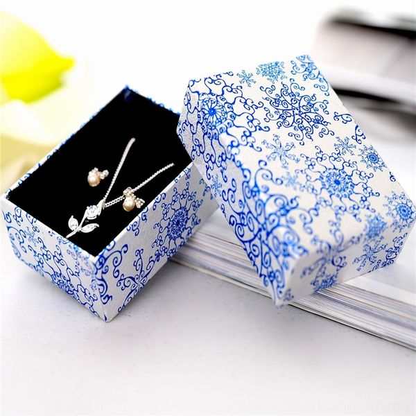 

FNQK blue and white porcelain necklace medium earring jewelry packaging es es ring box pearl jewelry box, Black;white
