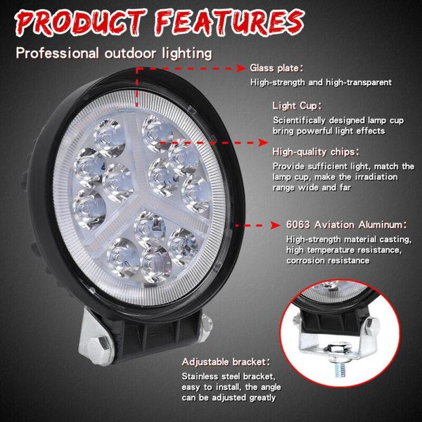 

working light replacement work lights white round spot/flood driving accessory parts