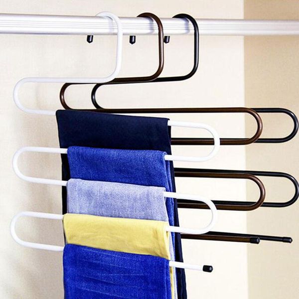 

laundry bags stainless steel wardrobe storage s type pants trousers hanger multi layers clothing towel rack closet space saver