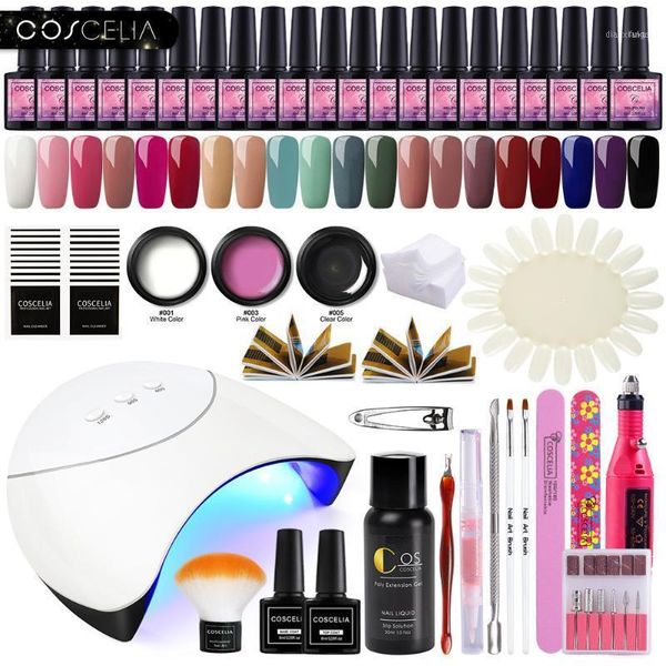 

36w/80w lamp nail kit 15ml quick building extensions acrylic gel polish with 20pc uv for art set11