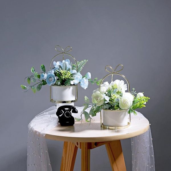 

decorative flowers & wreaths nordic ins iron hand-held hydrangea bonsai ornaments home study office wedding decoration flower outdoor decor