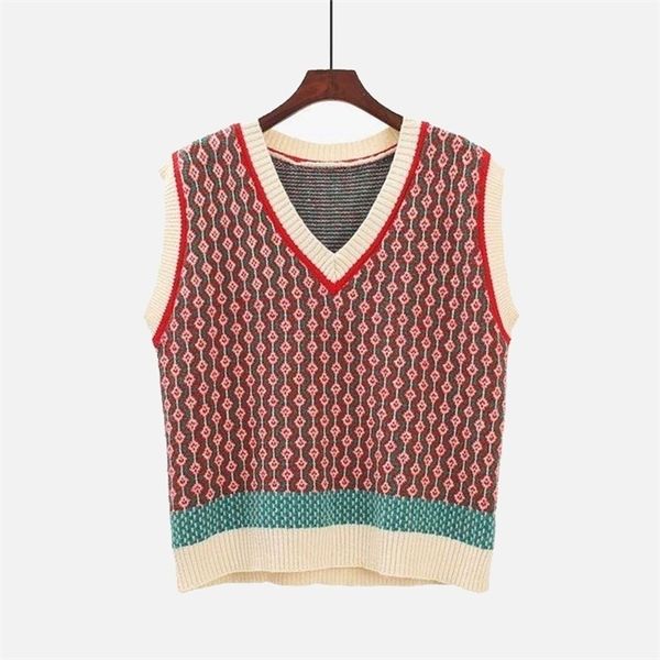 

womens knitted sweater vest v-neck sleeveless pullover vintage female vests spring autumn sweet student clothes, Black;white