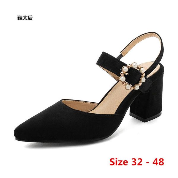 

dress shoes summer high heels slingbacks women's party wedding stiletto scarpin heel woman pumps small big size 32 - 48, Black
