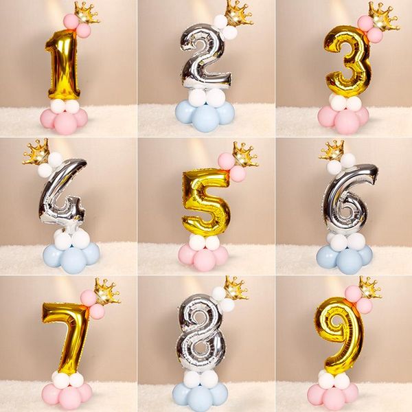 

large number balloon pillar package birthday party decoration 0-9 aluminum film baby shower bath champagne