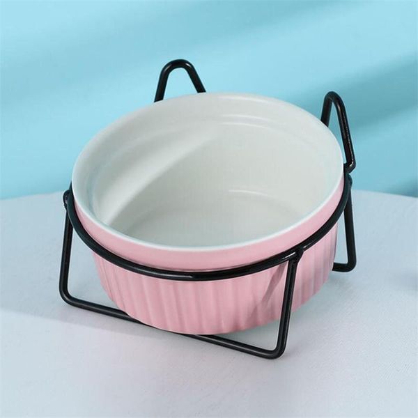 

cat bowls & feeders ceramic tilted with raised stand pet food bowl for cats dogs accessories drinker and feeder protect cervical