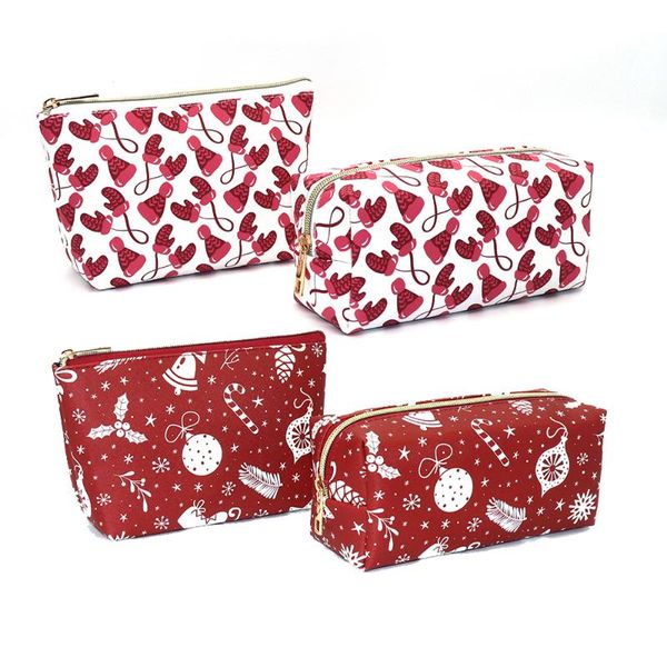 

2pcs pu leather zipper cosmetic gift bag women christmas travel beauty case make up organizer holder bags & cases
