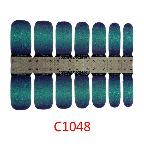 

14pcs/sheet glitter gradient color nail stickers wraps full cover polish sticker diy self-adhesive art decoration1, Black