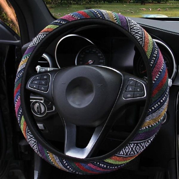 

steering wheel covers auto linen universal elastic car cover ethnic accessories style winter braid v7