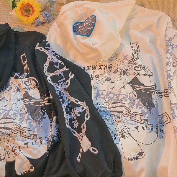 

men's hoodies & sweatshirts y2k two-dimensional anime kawaii beautiful girl sudadera super dalian hoodie mujer otoo cremallera chaqueta, Black