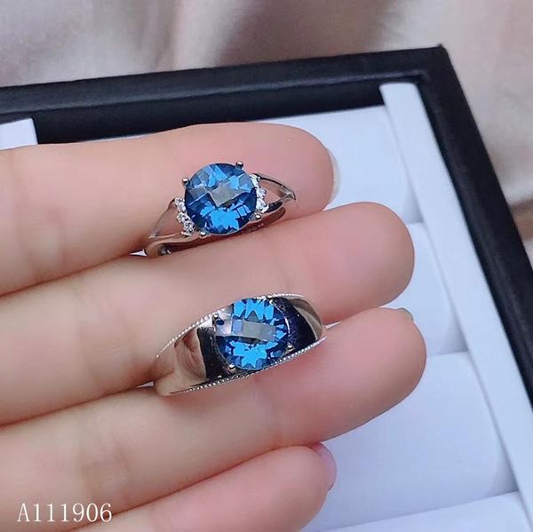 

cluster rings kjjeaxcmy boutique jewelry 925 sterling silver inlaid natural sapphire men and women couple ring support detection produc, Golden;silver