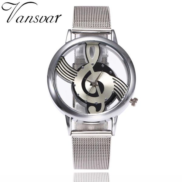 

wristwatches women watches musical note pattern stainless steel band quartz analog wrist watch creative relogio feminino drop d30, Slivery;brown