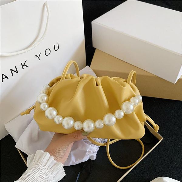 

evening bags pearl design sweet cloud small pu leather crossbody for women solid color shoulder handbags female cross body bag 2021