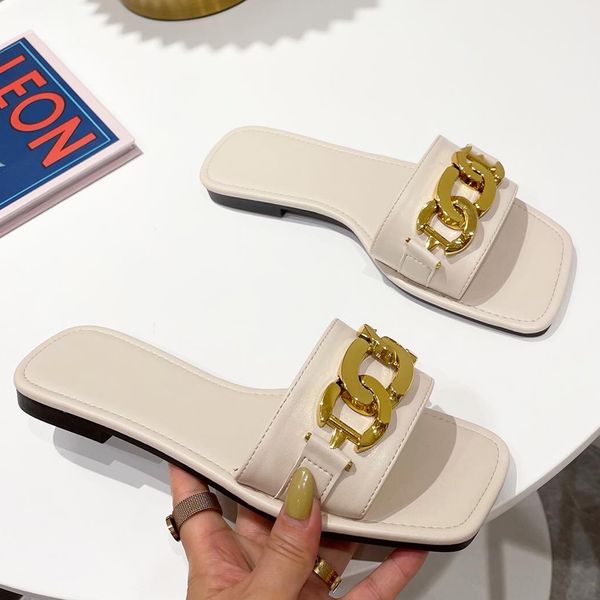 

2021 women slippers fashion flat heel slides slippers shoes for woman casual square toe female flip flops shoes summers slides, Black