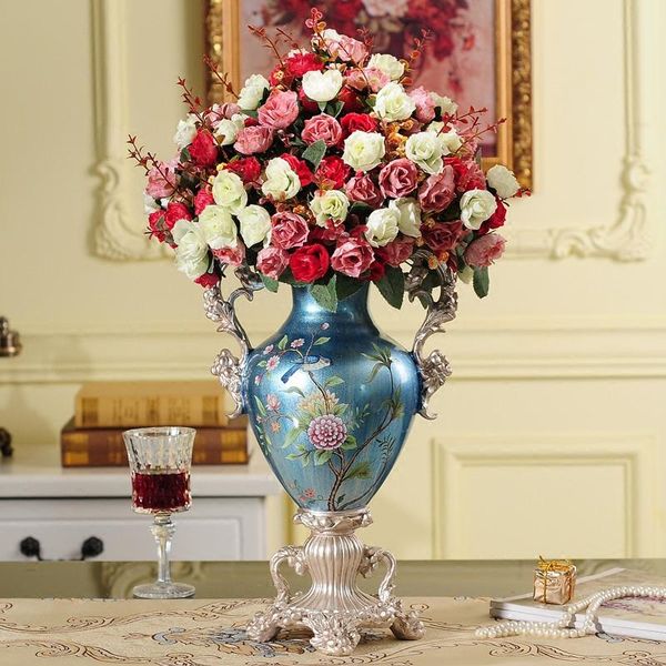 

vases european creative resin vase crafts luxury retro ornament home decoration livingroom flower arrangement dried fake flowers pot