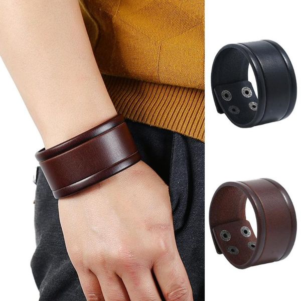 

charm bracelets man bracelet vintage cowhide casual 4 buckles wide wrist band bangle jewelry gift, Golden;silver