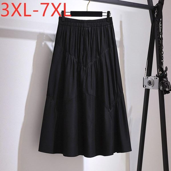 

skirts ladies summer plus size midi skirt for women large casual loose a-line black pleated long 3xl 4xl 5xl 6xl 7xl
