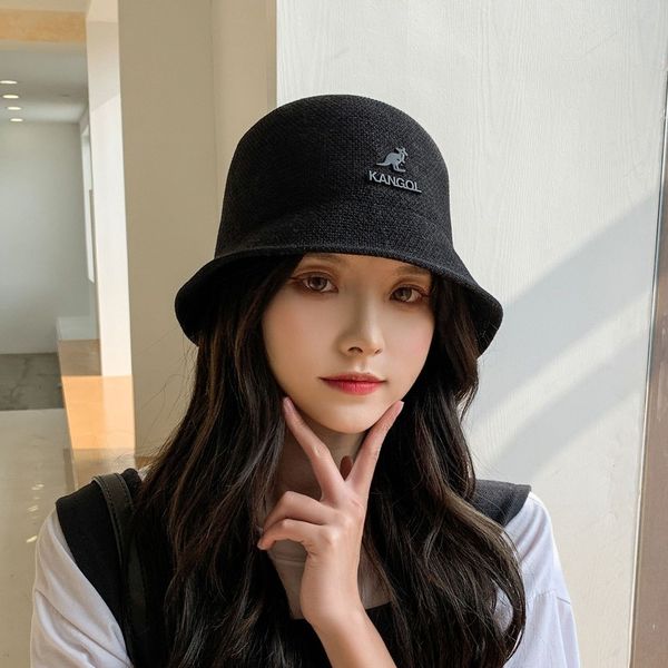 

cross border spring summer burst kangaroo knit bucket hat lady milk silk basin hat south korean sun protection fisherman hat, Blue;gray