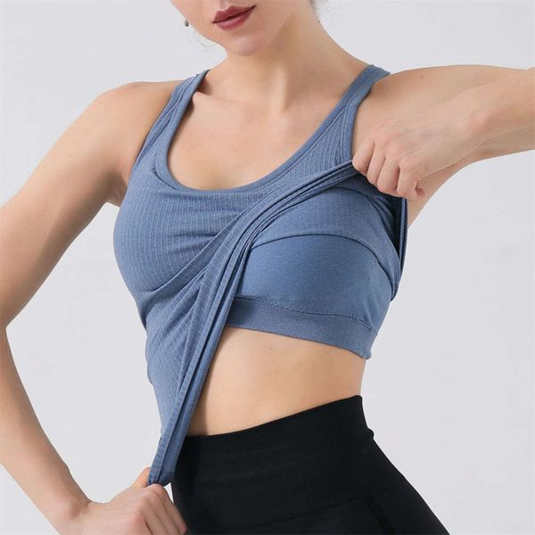 

yoga belt bra vest solid color sleeveless fitness suit with cup cover, Red;black