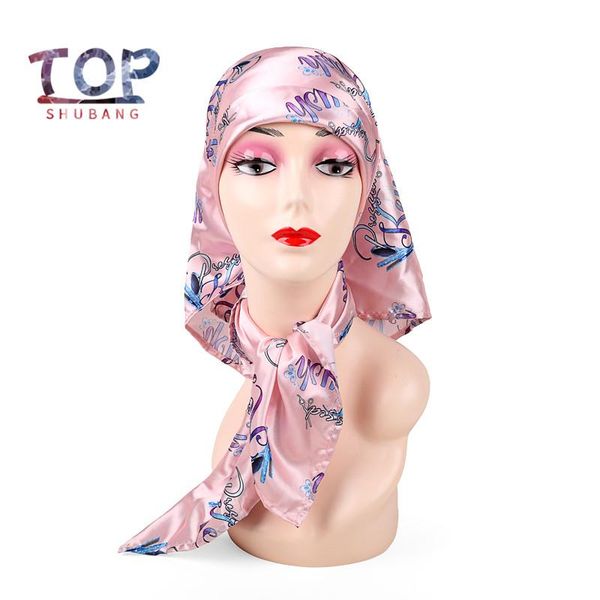 

party hats custom logo women scarf square satin silk for wig hair extensions