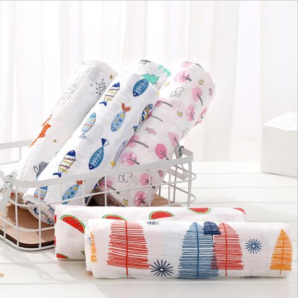 Хлопковое детское одеяло двойные слои марлей младенца пеленаута из мультфильма новорожденного ванны полотенце детские коляски чехлы 37 дизайнов dw5438