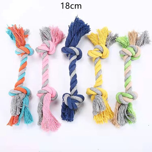 

18cm dog chew rope bone pet supplies puppy cotton durable braided funny tool double knot toy pets chews knot play quickily delivery