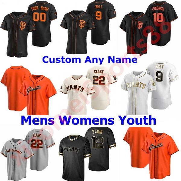 

2021 san francisco men women youth baseball jerseys buster posey giants brandon crawford kevin pillar yastrzemski longoria belt jersey, Black