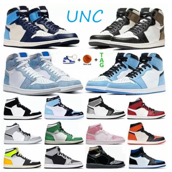 

jumpman 1 1s mens basketball shoes hyper royal university blue obsidian unc trophy room shadow 2 .0 lucky green twist women sneakers trainer, Black