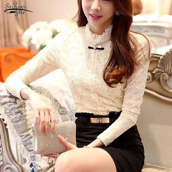 

women shirts crochet blouse lace shirt clothes and blouses clothing fashion blusas femininas 999 210508, White